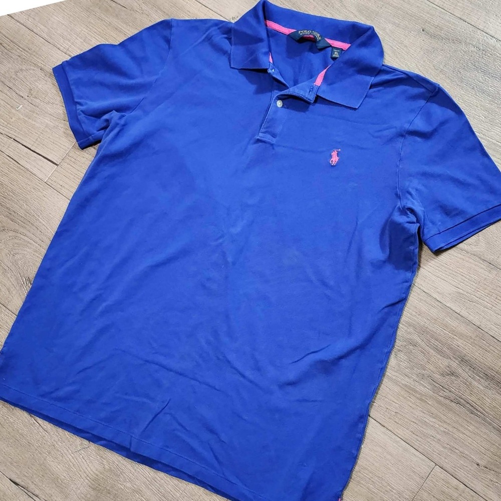 Polo Golf Ralph Lauren Mens XL Pro Fit Royal Blue Pink Pony Polo Shirt